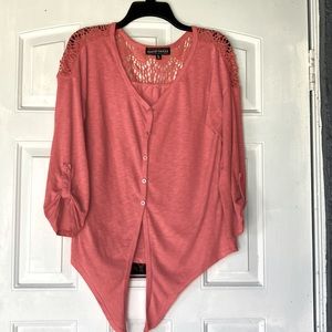 Light weight button front sweater or can wear as a blouse. Almost famous size XL